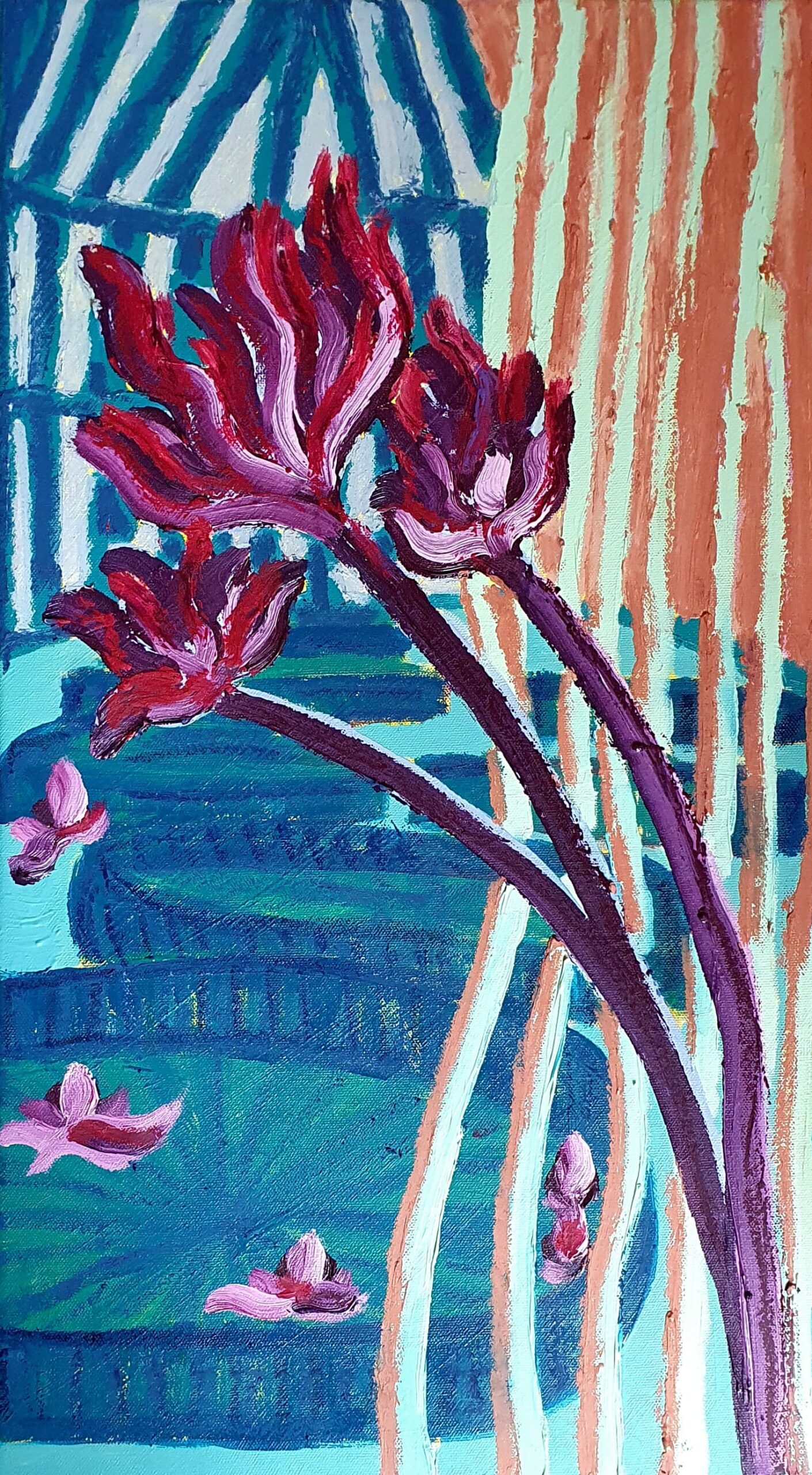 Lilac Lily Pond painting